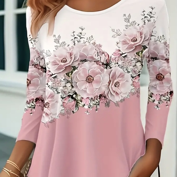 Floral Print Color Block Top - Picture 6 of 11